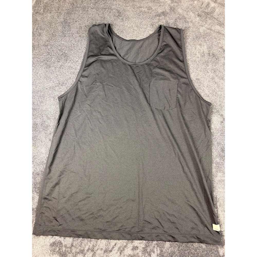 Vuori Strato Tech Tank Top Mens XL Charcoal Heather Gray Pocket Activewear Tee